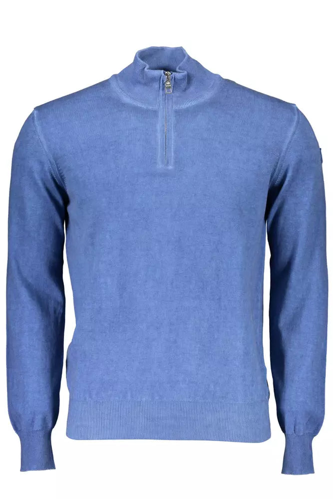 Blue Cotton Men Sweater