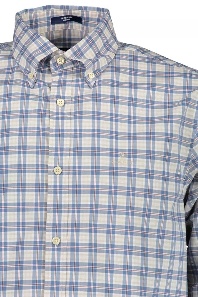 Blue Cotton Men Shirt - GlamHub Luxury and Icon Brand Clothing