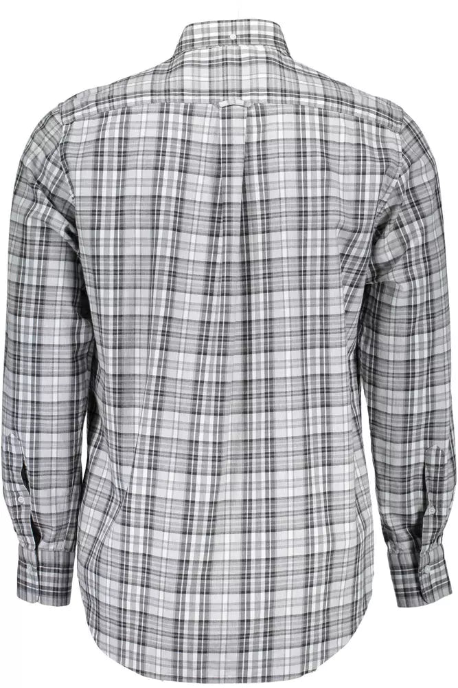 Gray Cotton Men Shirt - GlamHub Luxury and Icon Brand Clothing