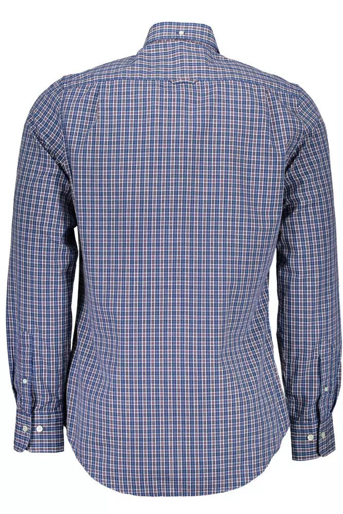 Blue Cotton Men Shirt - GlamHub Luxury and Icon Brand Clothing