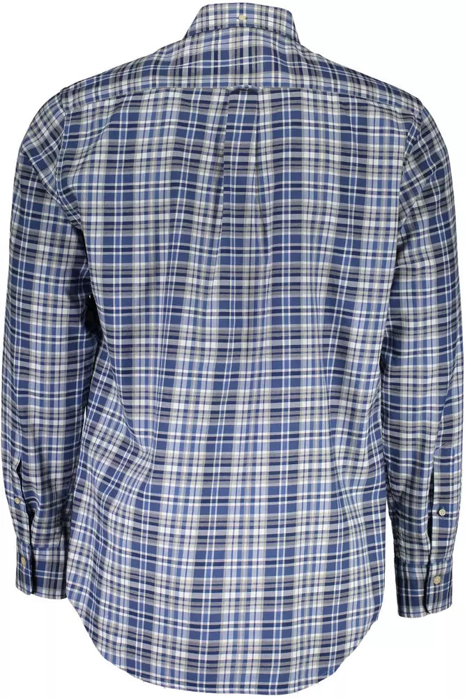 Blue Cotton Men Shirt - GlamHub Luxury and Icon Brand Clothing