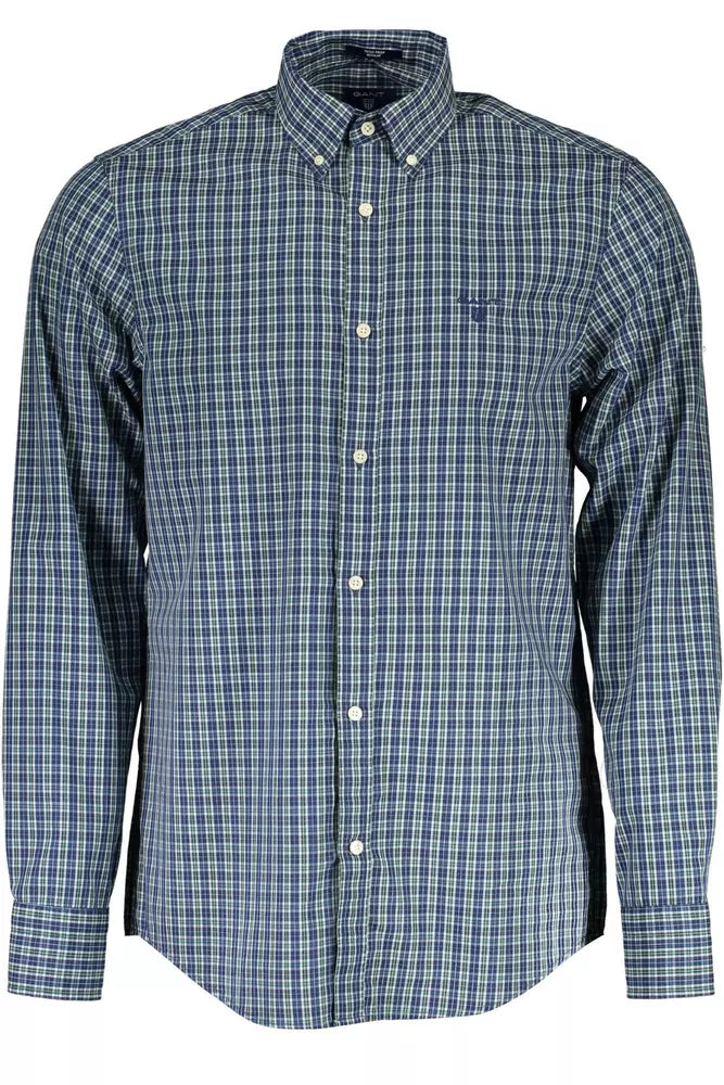 Green Cotton Men Shirt - GlamHub Luxury and Icon Brand Clothing