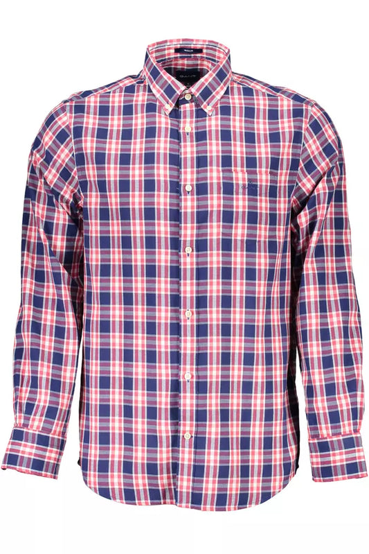 Blue Cotton Men Shirt - GlamHub Luxury and Icon Brand Clothing