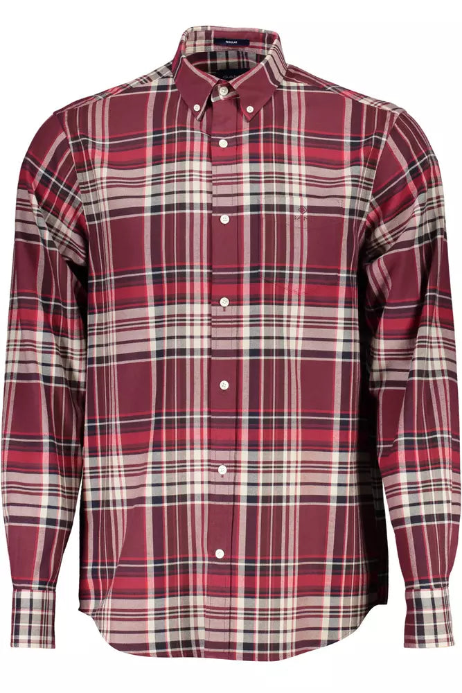 Red Cotton Men Shirt - GlamHub Luxury and Icon Brand Clothing