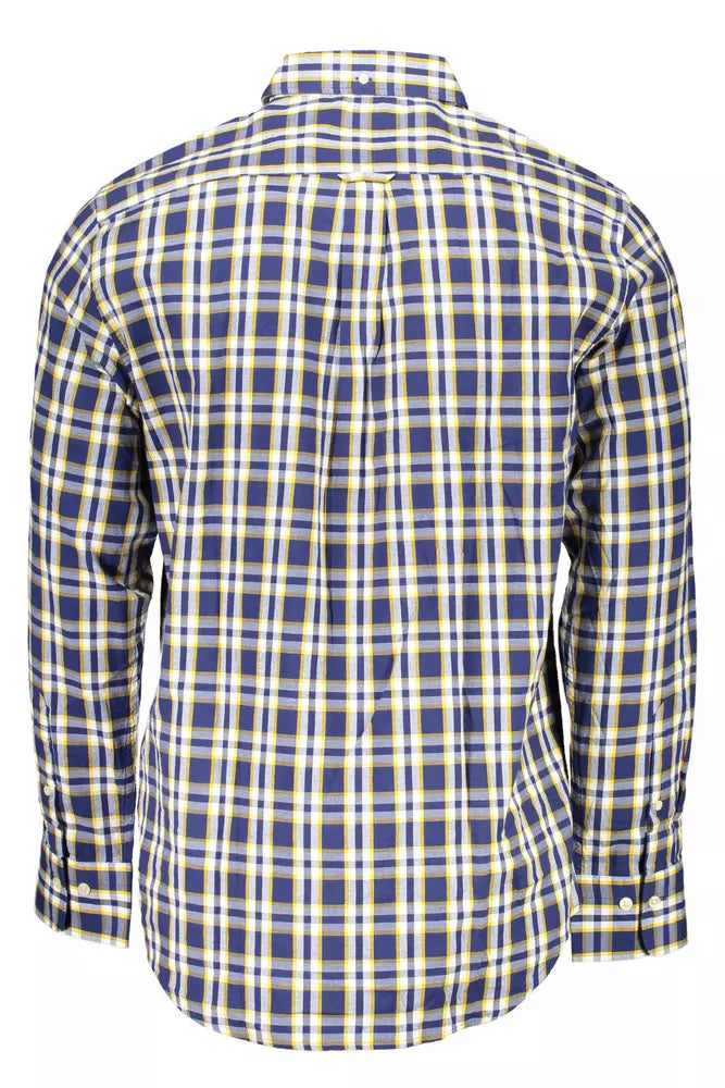 Blue Cotton Men Shirt - GlamHub Luxury and Icon Brand Clothing