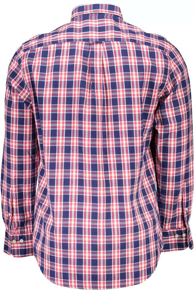 Blue Cotton Men Shirt - GlamHub Luxury and Icon Brand Clothing