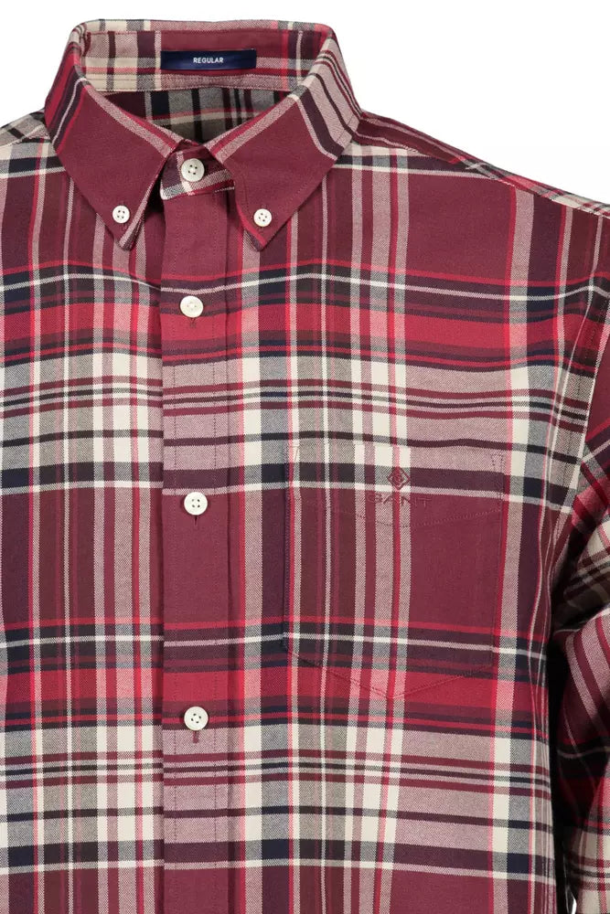 Red Cotton Men Shirt - GlamHub Luxury and Icon Brand Clothing