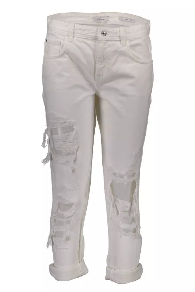 White Cotton Women Jeans - GLAMHUB BOUTIQUE 