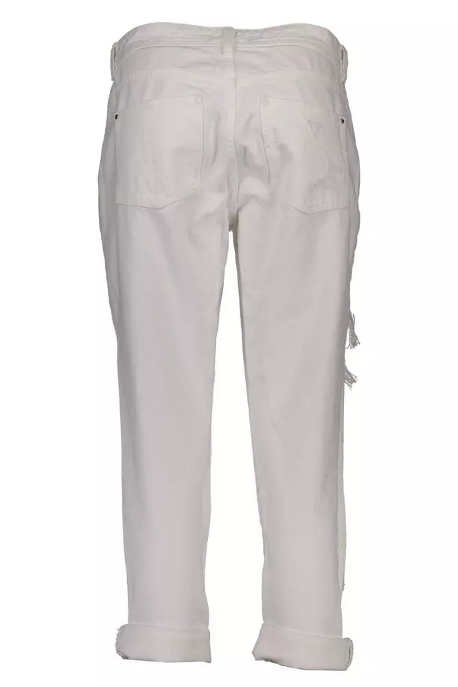 White Cotton Women Jeans - GLAMHUB BOUTIQUE 