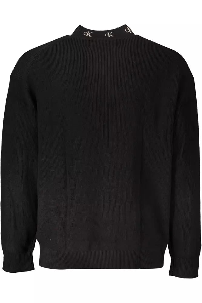 Black Cotton Men Sweater - GLAMHUB BOUTIQUE 