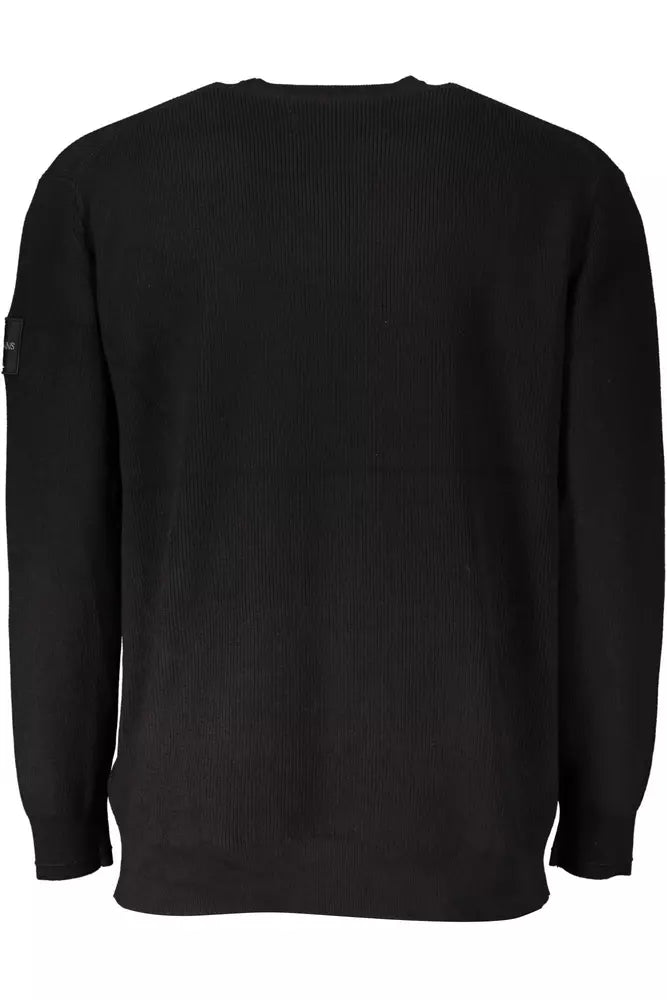 Black Cotton Men Sweater - GLAMHUB BOUTIQUE 