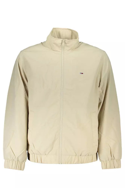 Beige Polyamide Men Jacket - GLAMHUB BOUTIQUE 