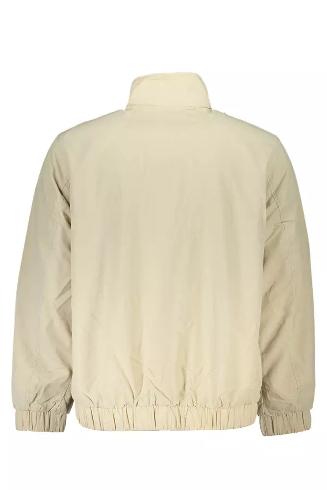 Beige Polyamide Men Jacket - GLAMHUB BOUTIQUE 