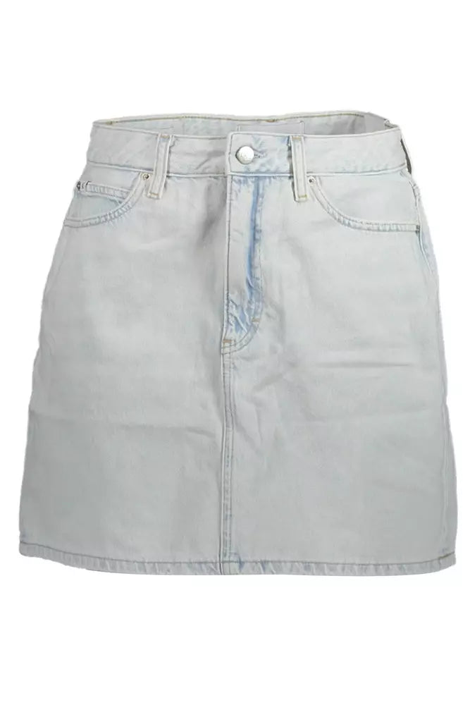 Light Blue Cotton Women Skirt - GLAMHUB BOUTIQUE 