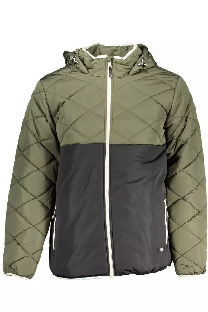 Green Polyester Men Jacket - GlamHub Luxury and Icon Brand Clothing