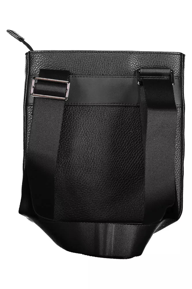 Black Polyethylene Men Shoulder Bag - GLAMHUB BOUTIQUE 