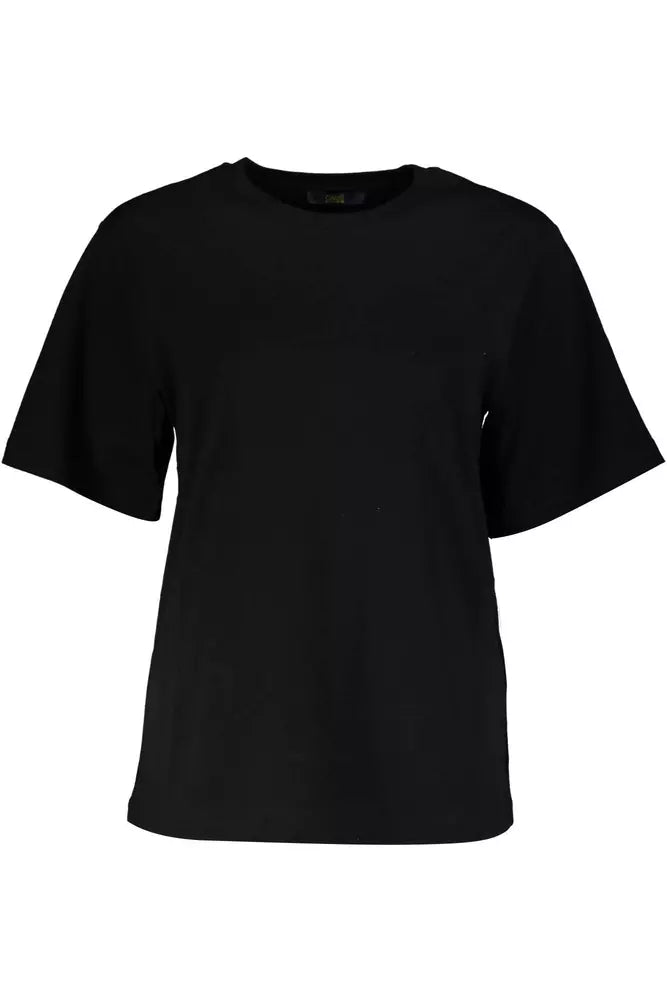 Black Cotton Women T-Shirt - GlamHub Luxury and Icon Brand Clothing