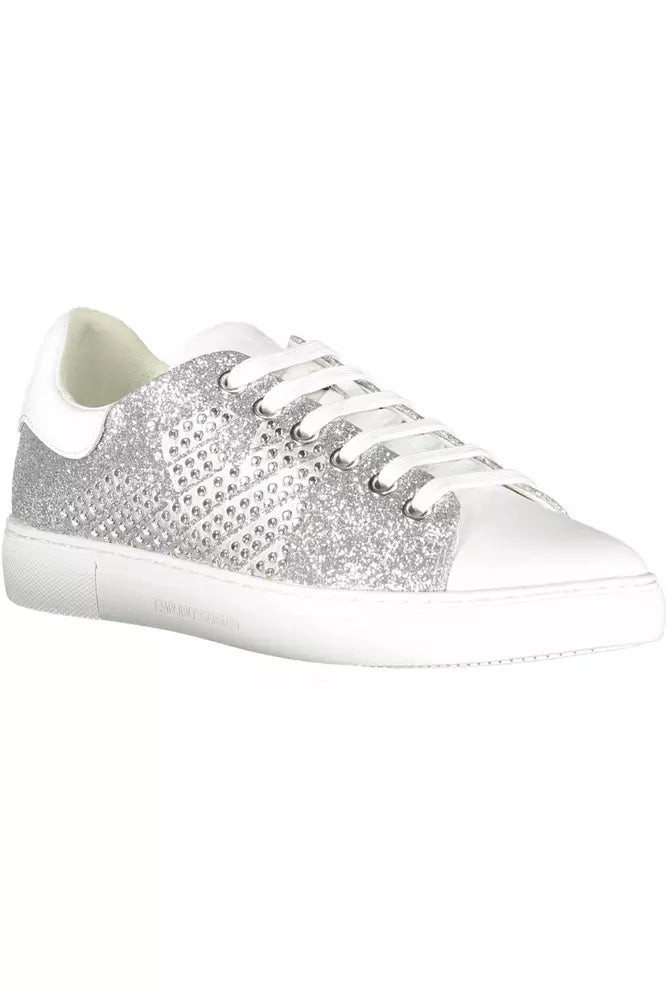 Silver Polyester Women Sneaker - GLAMHUB BOUTIQUE 