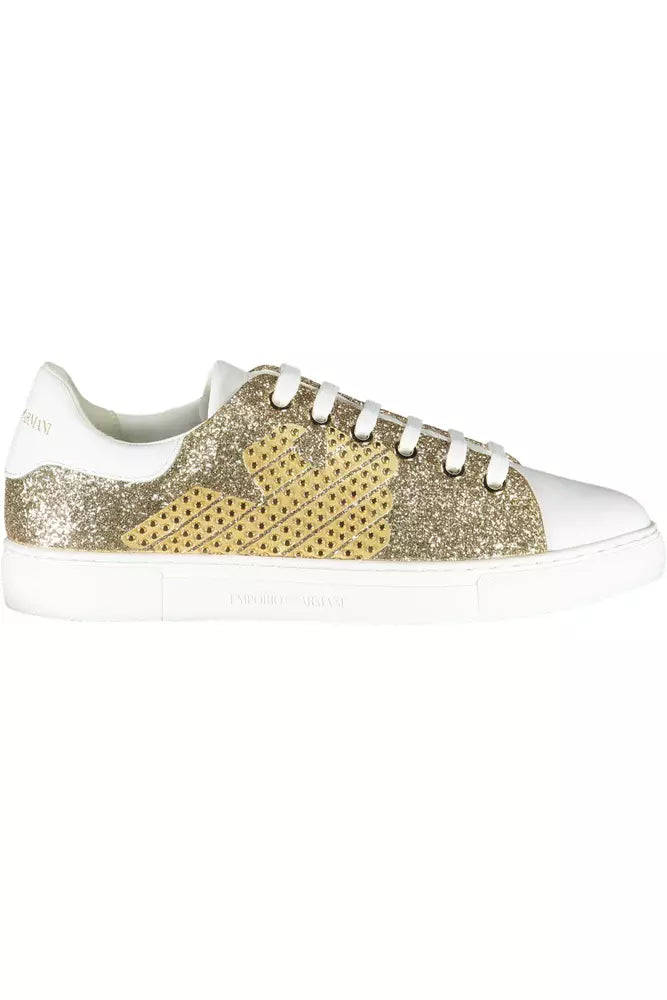 Gold Polyester Women Sneaker - GLAMHUB BOUTIQUE 