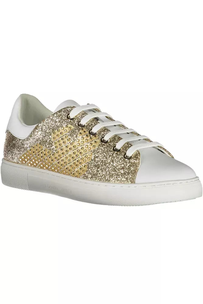 Gold Polyester Women Sneaker - GLAMHUB BOUTIQUE 