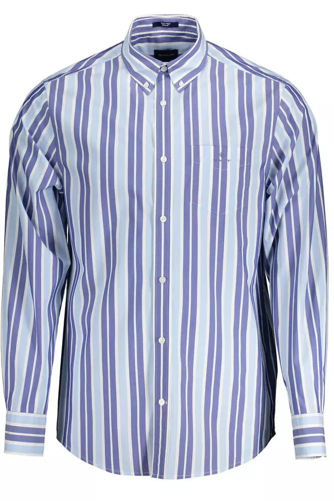 Light Blue Cotton Men Shirt - GlamHub Luxury and Icon Brand Clothing