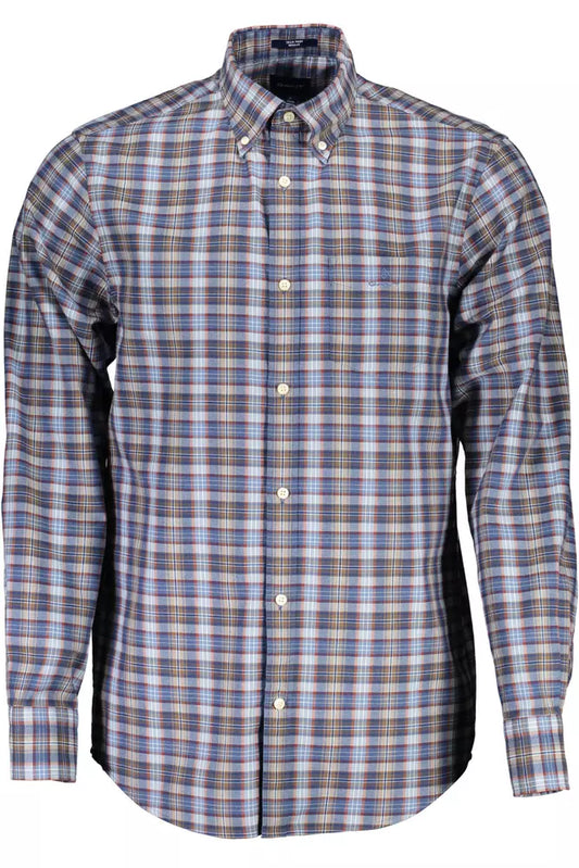 Blue Cotton Men Shirt - GlamHub Luxury and Icon Brand Clothing