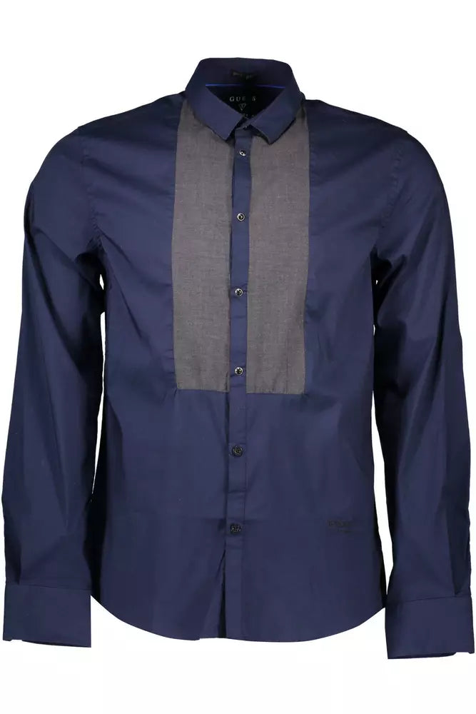 Blue Cotton Men Shirt - GLAMHUB BOUTIQUE 