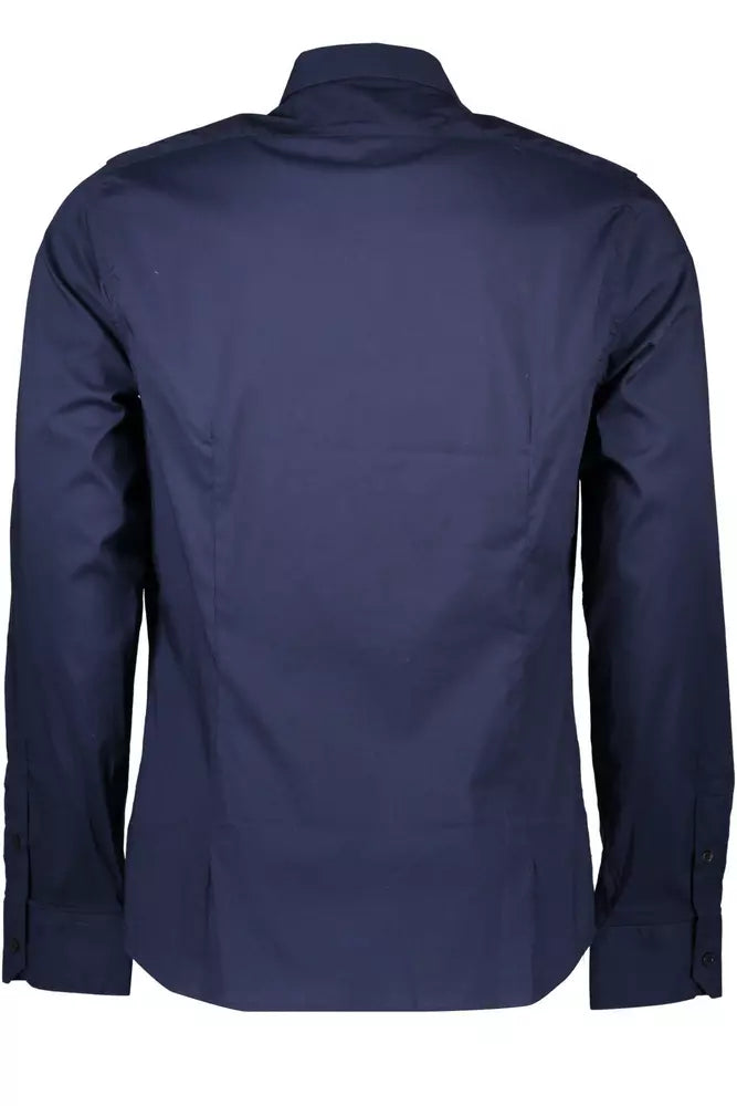 Blue Cotton Men Shirt - GLAMHUB BOUTIQUE 