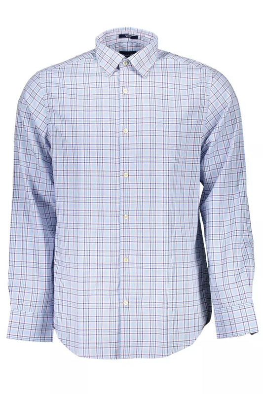 Light Blue Cotton Men Shirt - GlamHub Luxury and Icon Brand Clothing