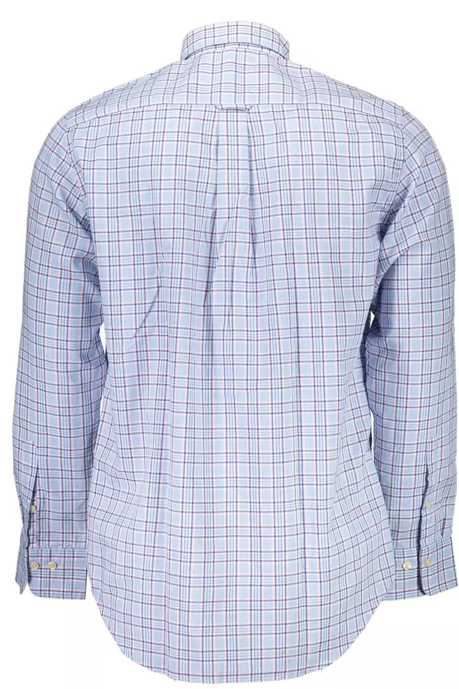 Light Blue Cotton Men Shirt - GlamHub Luxury and Icon Brand Clothing