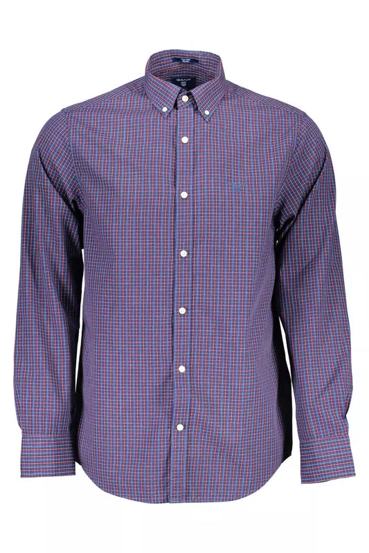 Blue Cotton Men Shirt - GlamHub Luxury and Icon Brand Clothing