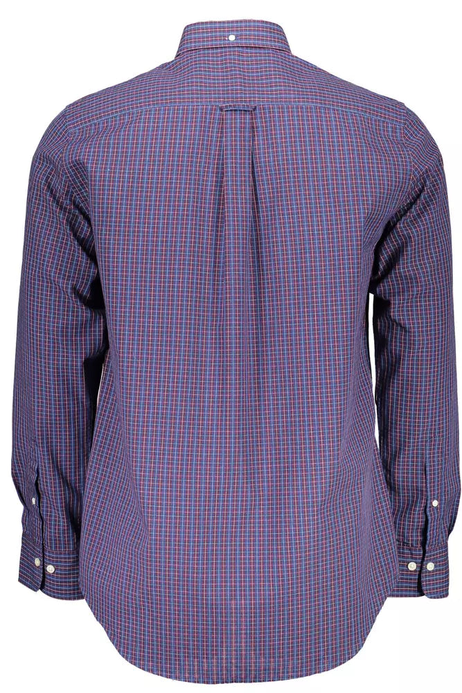 Blue Cotton Men Shirt - GlamHub Luxury and Icon Brand Clothing