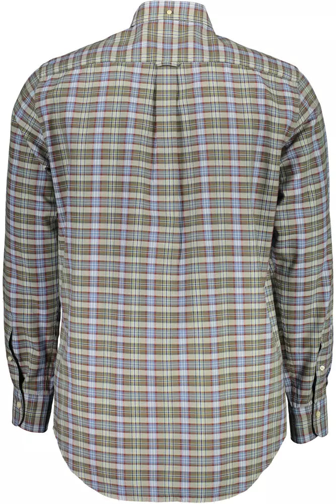 Green Cotton Men Shirt - GlamHub Luxury and Icon Brand Clothing