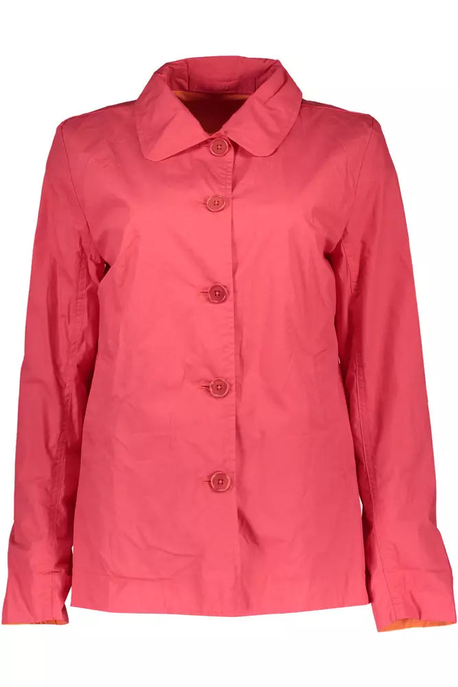 Red Cotton Women Jacket - GlamHub Luxury and Icon Brand Clothing