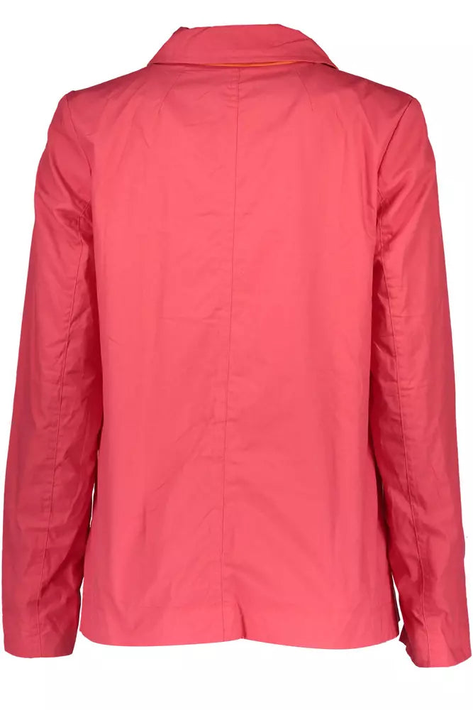 Red Cotton Women Jacket - GlamHub Luxury and Icon Brand Clothing