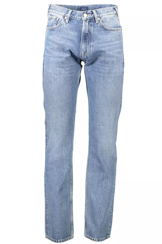 Light Blue Cotton Men Jean - GlamHub Luxury and Icon Brand Clothing