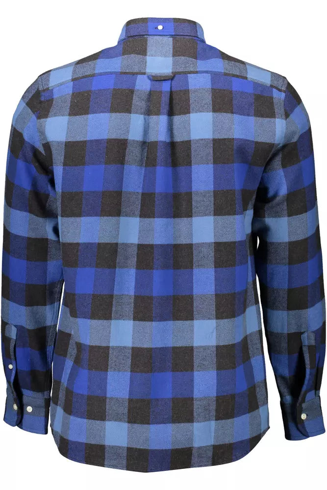 Blue Cotton Men Shirt - GlamHub Luxury and Icon Brand Clothing