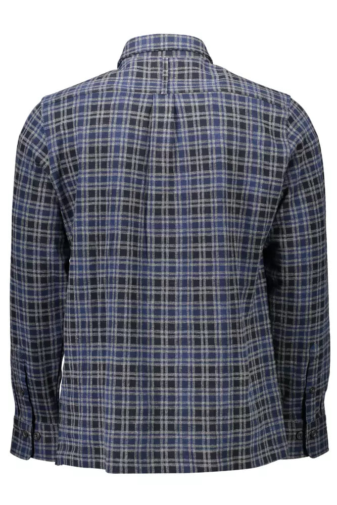 Blue Cotton Men Shirt - GlamHub Luxury and Icon Brand Clothing