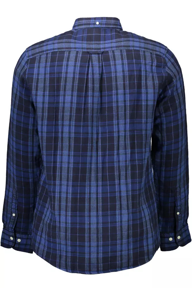 Blue Cotton Men Shirt - GlamHub Luxury and Icon Brand Clothing