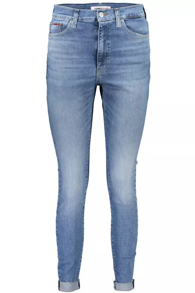 Light Blue Cotton Women Jeans - GLAMHUB BOUTIQUE 