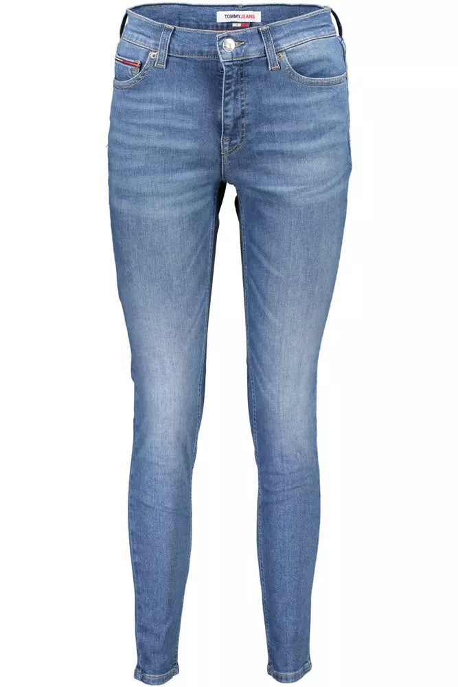 Light Blue Cotton Women's Skinny Jean - GLAMHUB BOUTIQUE 