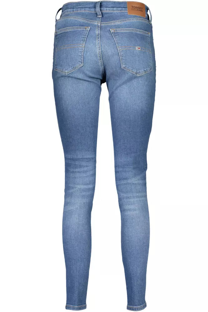 Light Blue Cotton Women's Skinny Jean - GLAMHUB BOUTIQUE 