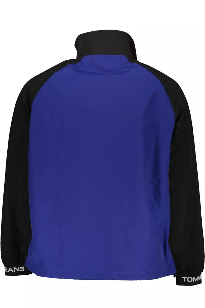 Blue Polyamide Men Jacket - GLAMHUB BOUTIQUE 