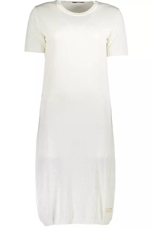 White Viscose Women Dress - GlamHub Luxury and Icon Brand Clothing