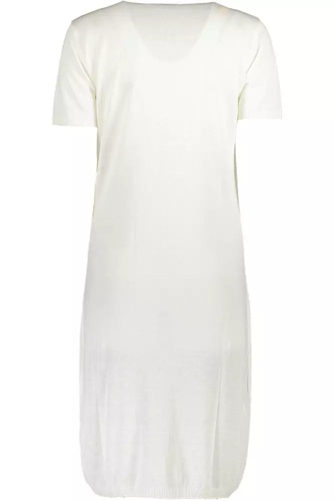 White Viscose Women Dress - GlamHub Luxury and Icon Brand Clothing