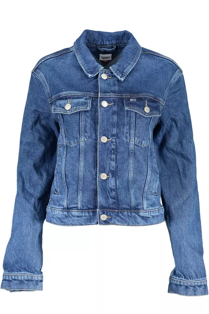 Blue Cotton Women Jacket - GLAMHUB BOUTIQUE 