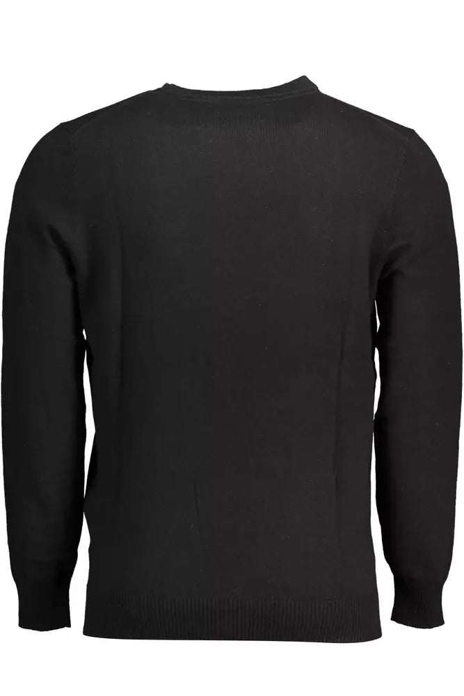 Black Cotton Men Sweater - GlamHub Luxury and Icon Brand Clothing