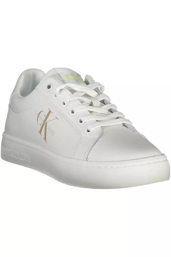 White Leather Women Sneaker - GLAMHUB BOUTIQUE 