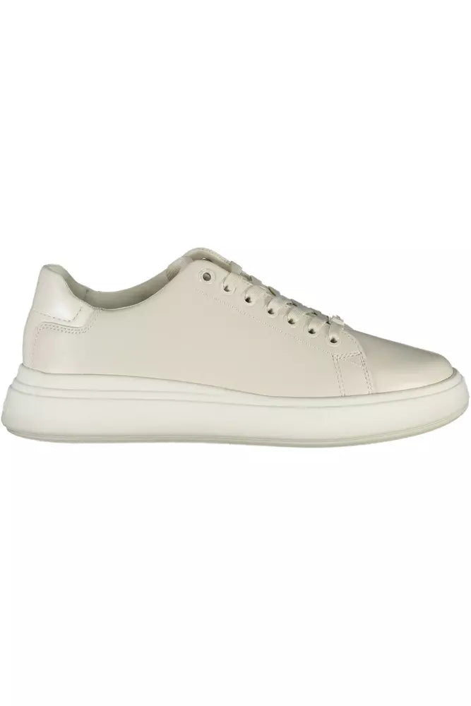 Beige Leather Women Sneaker - GLAMHUB BOUTIQUE 