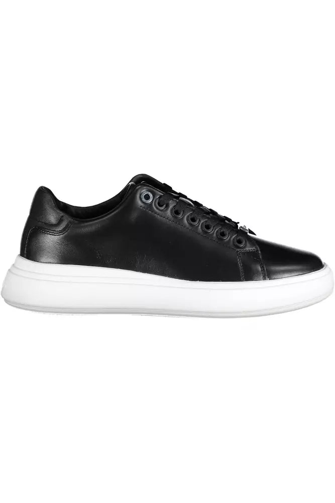 Black Leather Women Sneaker - GLAMHUB BOUTIQUE 